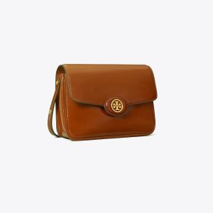 کیف دوشی زنانه Tory Burch مدل Robinson Spazzolato   in brown, size OS قهوه‌ای