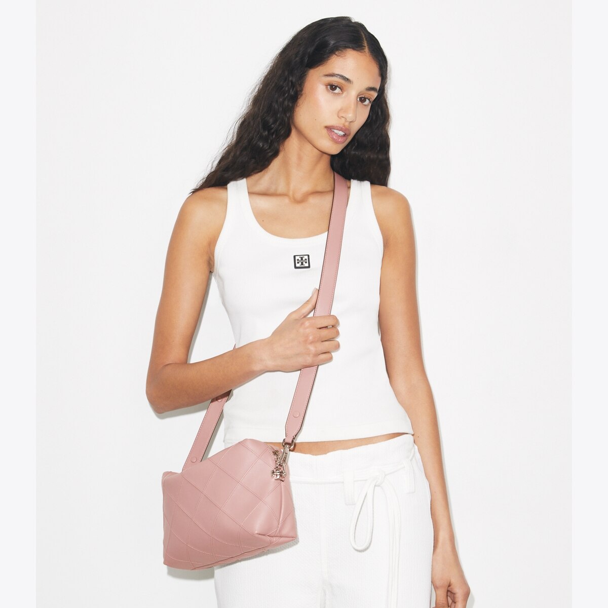 کیف کراسبادی زنانه Tory Burch مدل Large Fleming Soft in pink, size OS pink