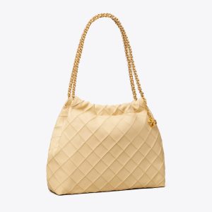 کیف زنانه Tory Burch مدل Fleming Soft Hobo  in beige, size OS beige