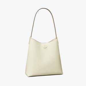 کیف زنانه Tory Burch مدل Robinson Spazzolato Hobo  in white, size OS سفید