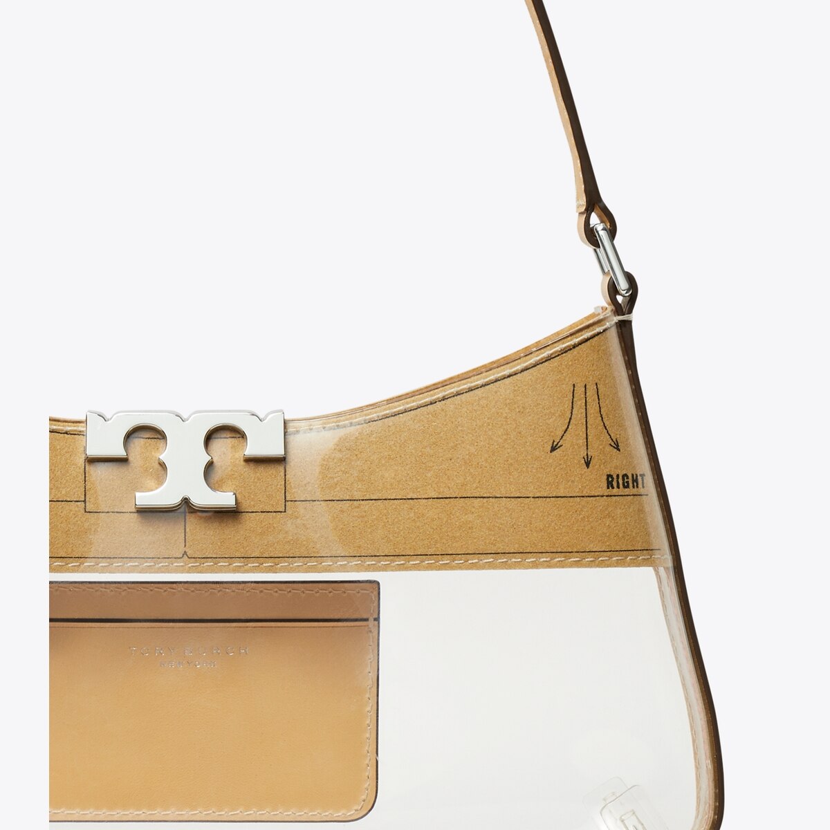 کیف دوشی زنانه Tory Burch مدل Eleanor Clear Slim in white, size OS سفید