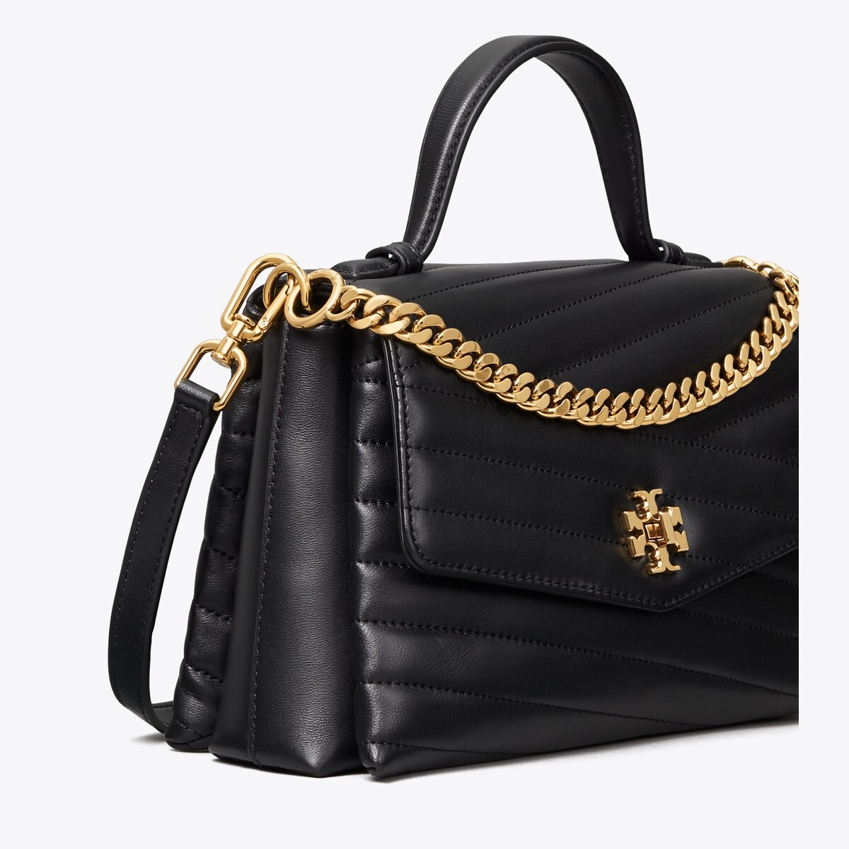 کیف دستی زنانه Tory Burch مدل Kira Chevron Top-Handle in black, size OS مشکی